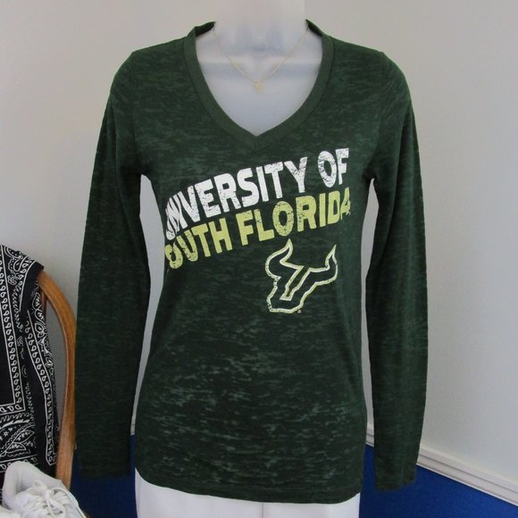 USF Long Sleeve Burnout V-Neck Tee Shirt - Picture 1 of 9